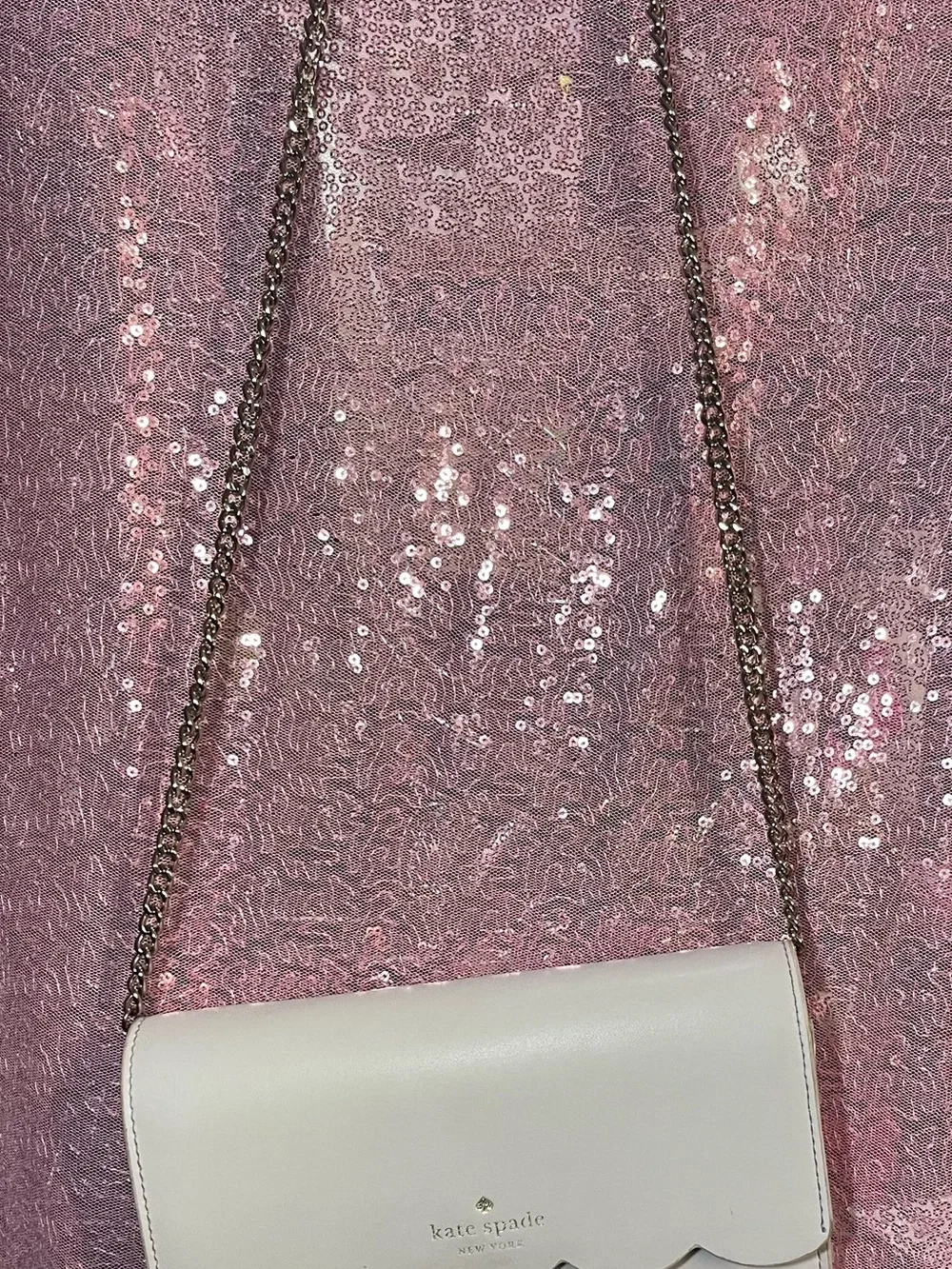 kate spade Scalloped-Edge Wallet Clutch in Cream with Gold Logo